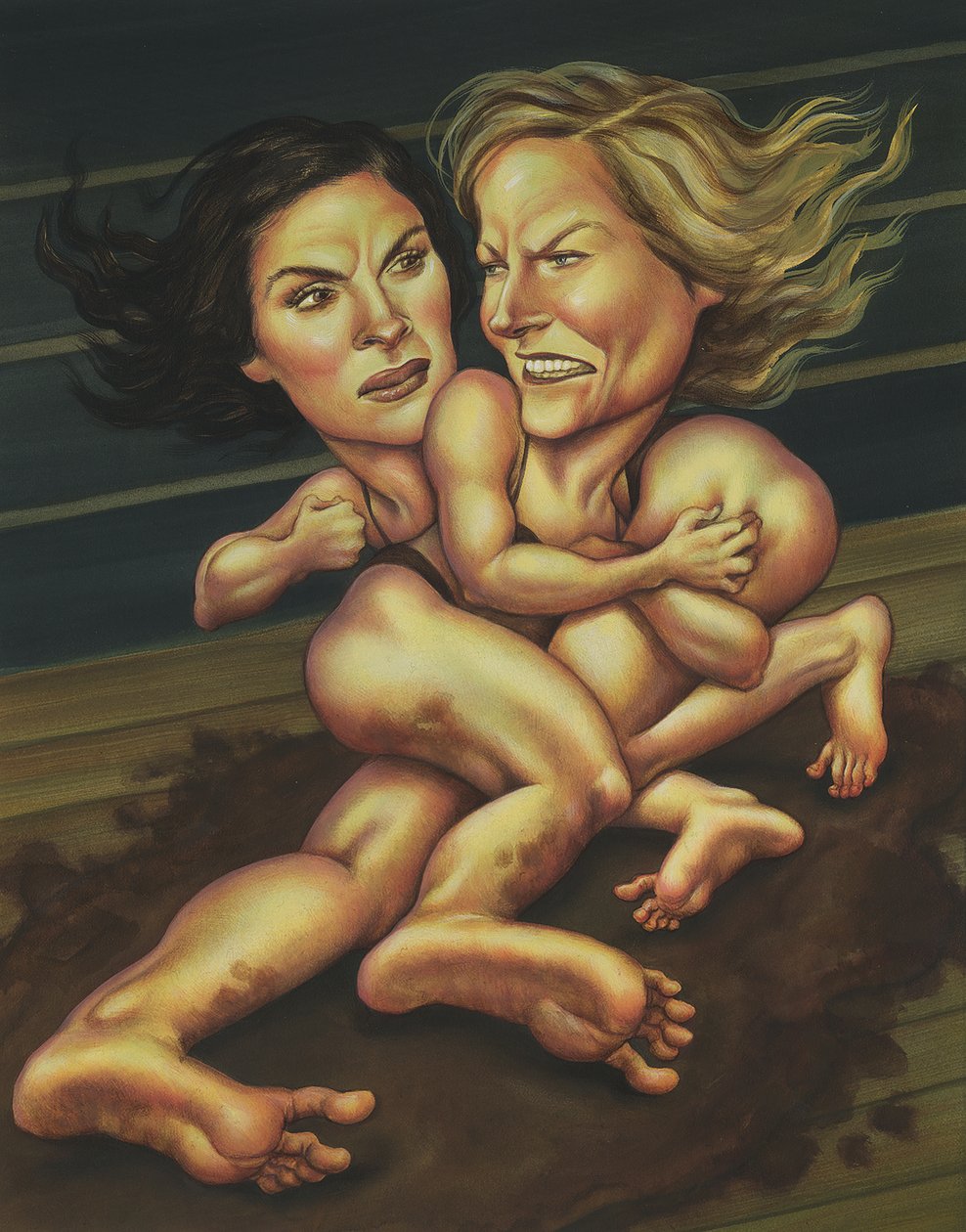 Bitva Julie a Jodie, 2012 (akryl na ilustrační tabuli) od Anita Kunz
