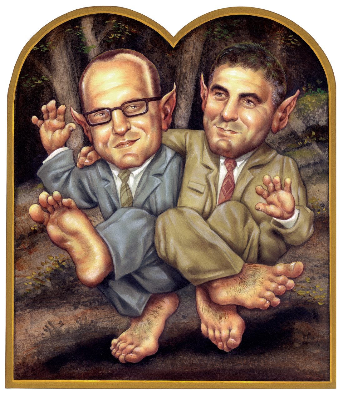 Clooney a Soderburgh, 2002 (akryl na ilustrační tabuli) od Anita Kunz