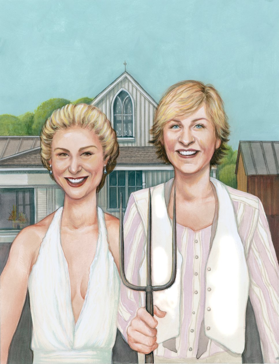 Ellen a Portia, 2008 (akryl na ilustrační tabuli) od Anita Kunz