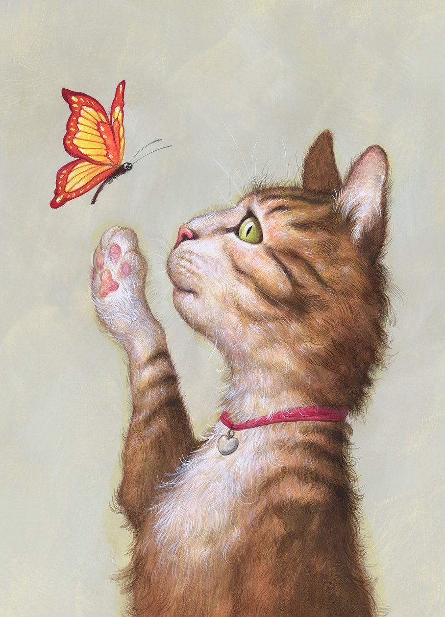 Eustace Tabby, 2019 (akryl na ilustrační tabuli, nepublikováno) od Anita Kunz