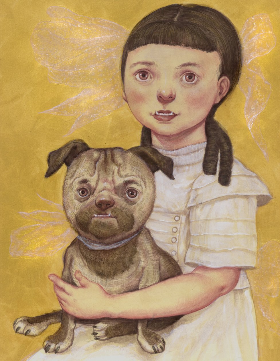 Dívka se zatoulaným psem, 2019 (akrylová barva na ilustrační tabuli) od Anita Kunz