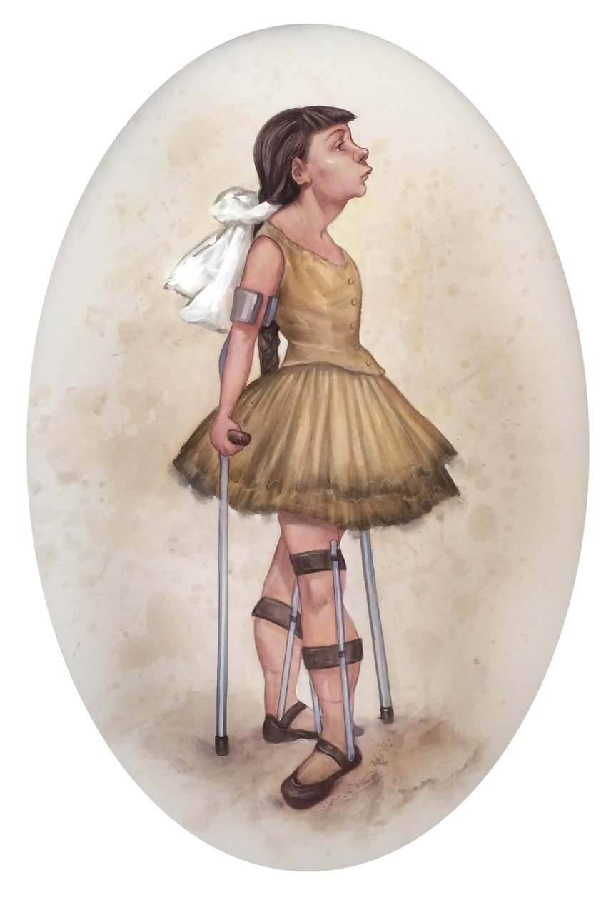 Malá tanečnice čtrnácti slz, 2019 (akrylová barva na ilustrační tabuli) od Anita Kunz