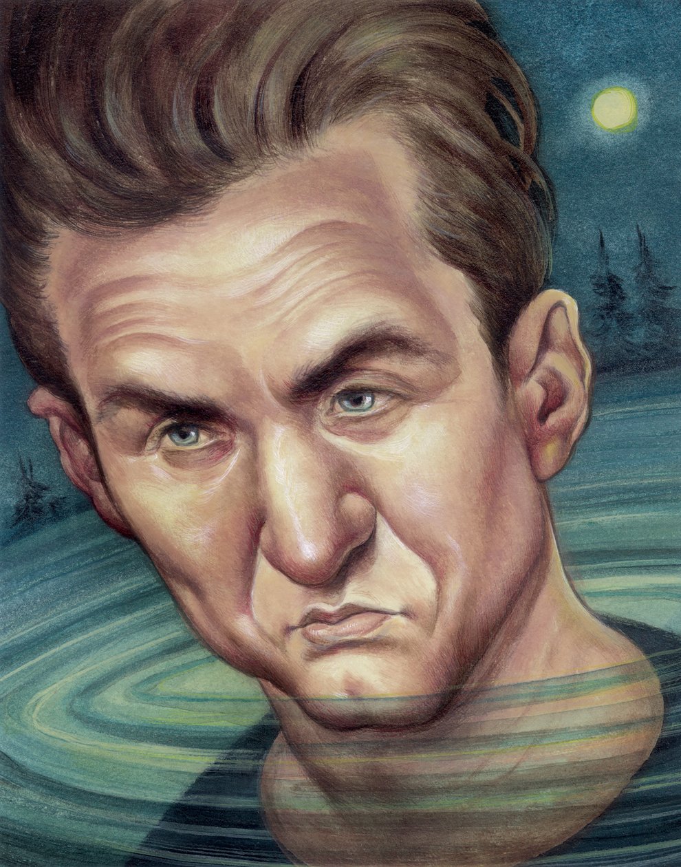Sean Penn, 2003 (akryl na ilustrační tabuli) od Anita Kunz