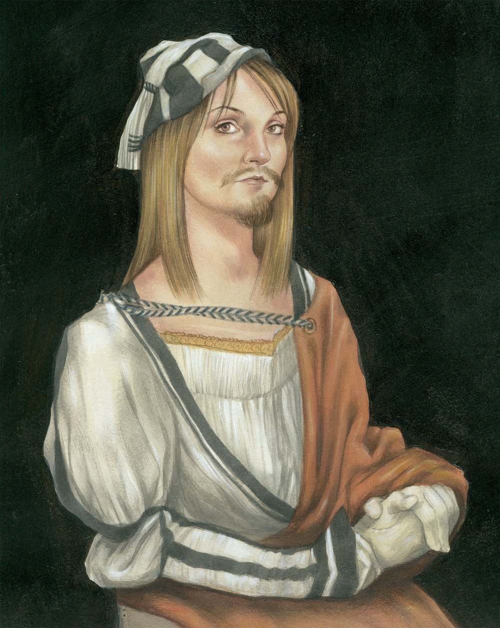 Autoportrét s chloupky na obličeji, 2011 (akrylová barva na ilustrační tabuli) od Anita Kunz