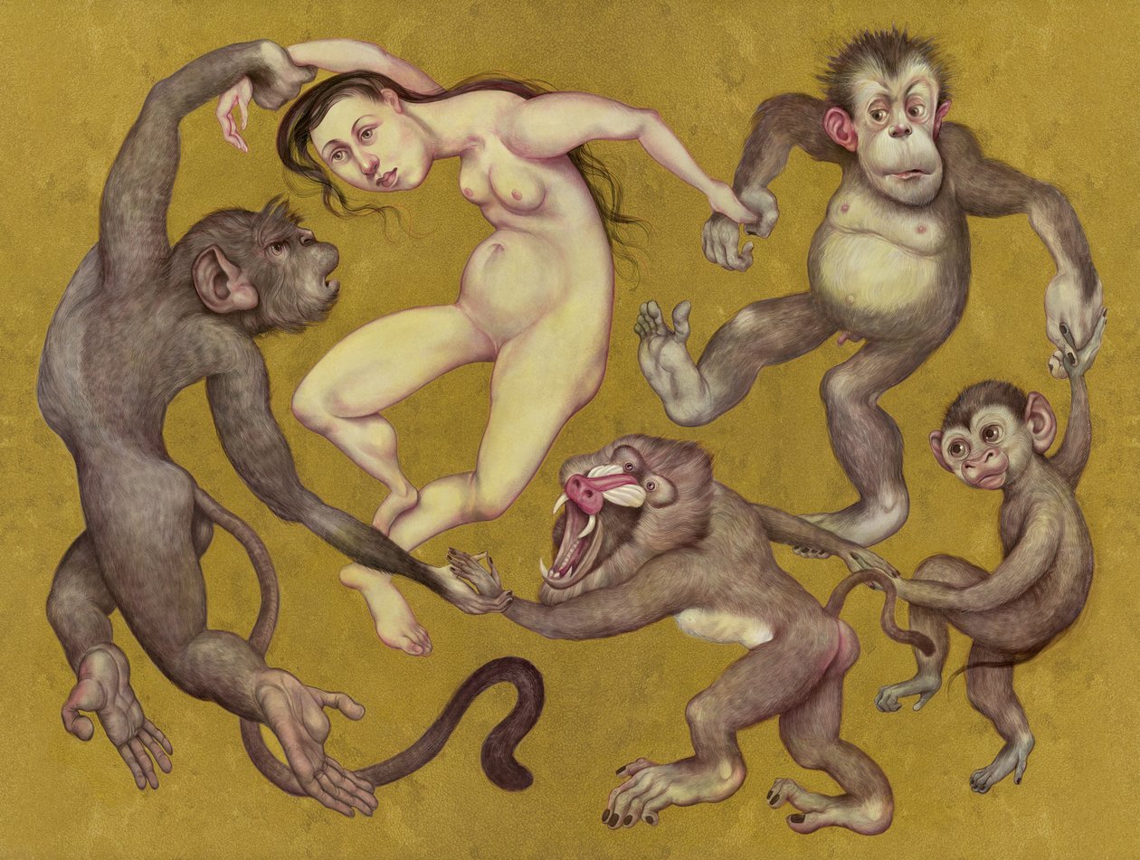 Tamarínští tanečníci, 2015 (akrylová barva na ilustrační tabuli) od Anita Kunz