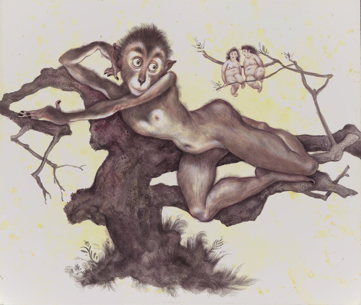 Vervetka na stromě, 2019 (akrylová barva na ilustrační tabuli) od Anita Kunz