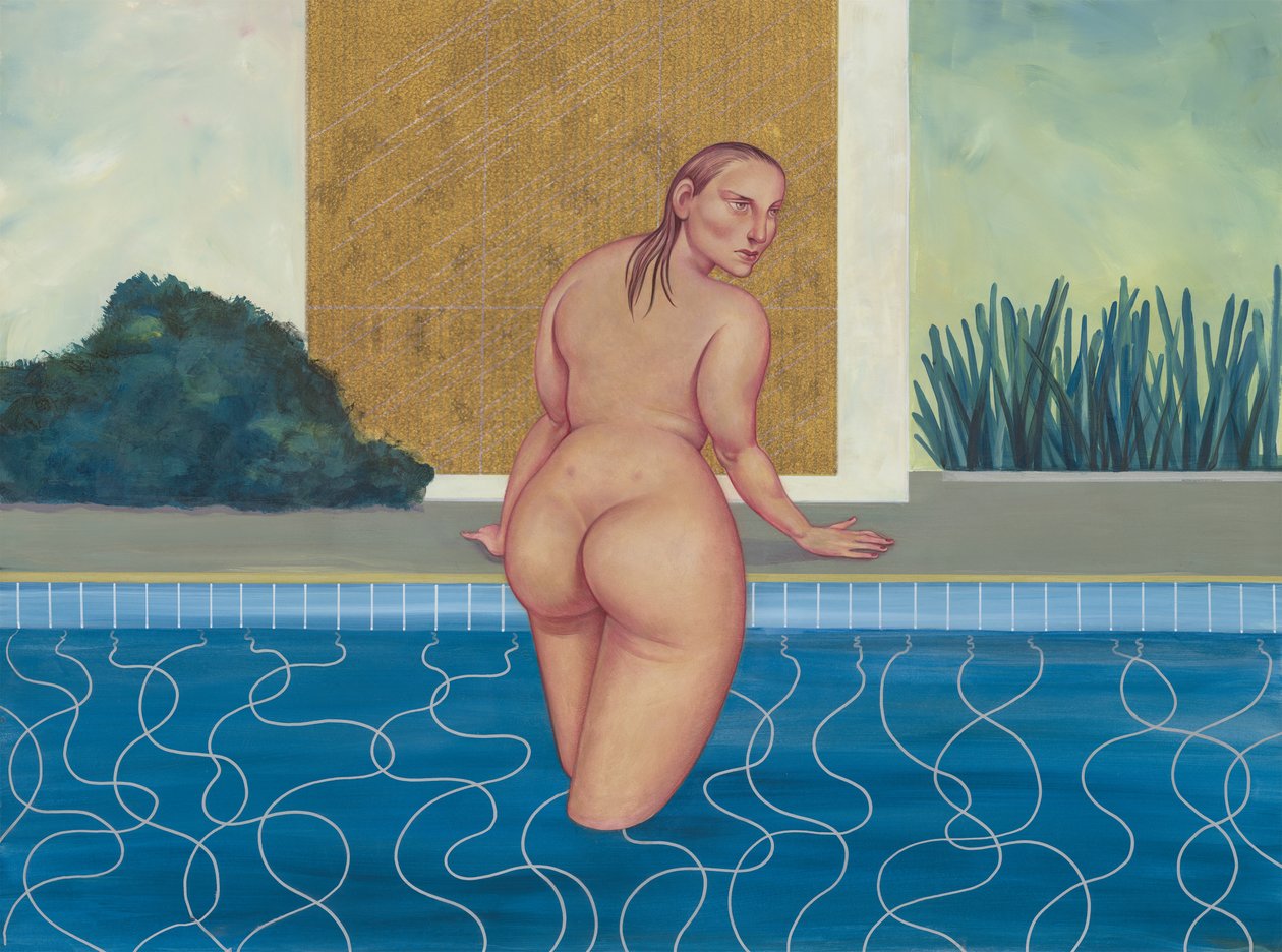 Žena v bazénu, 2016 (akrylová barva na ilustrační tabuli) od Anita Kunz