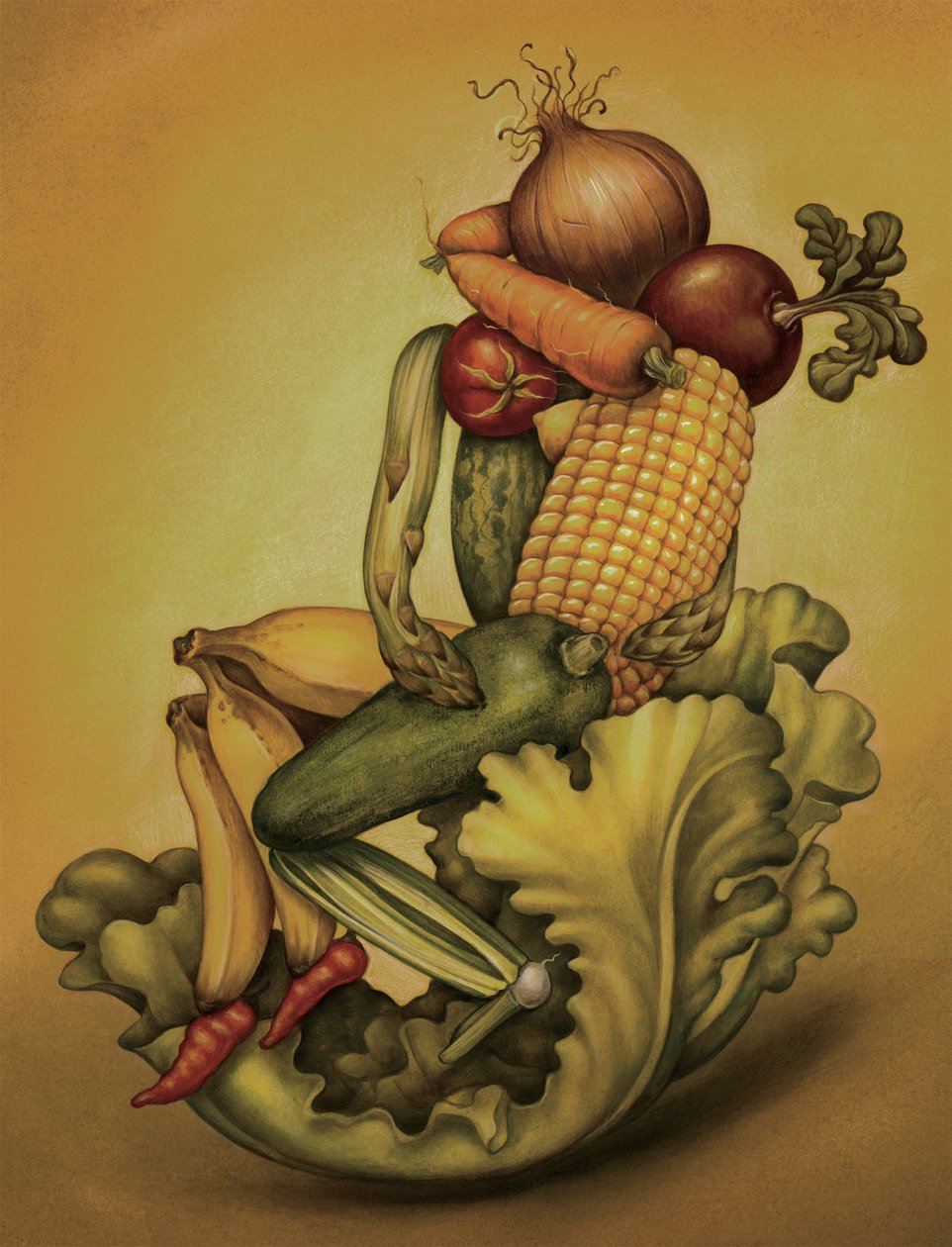Veganský polibek, 2010 (akrylová barva na ilustrační tabuli) od Anita Kunz