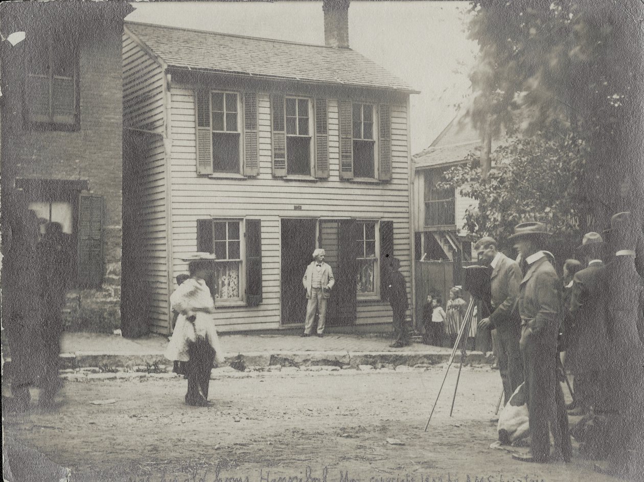 Samuel Clemens (Mark Twain) ve dveřích svého domu Hannibal, Missouri od Anna M. Schnitzlein