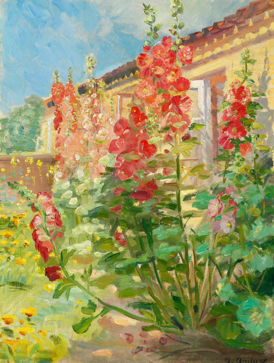 Červené cesmíny na zahradě rodiny Ancherových v Markvej ve Skagenu. od Anna Ancher