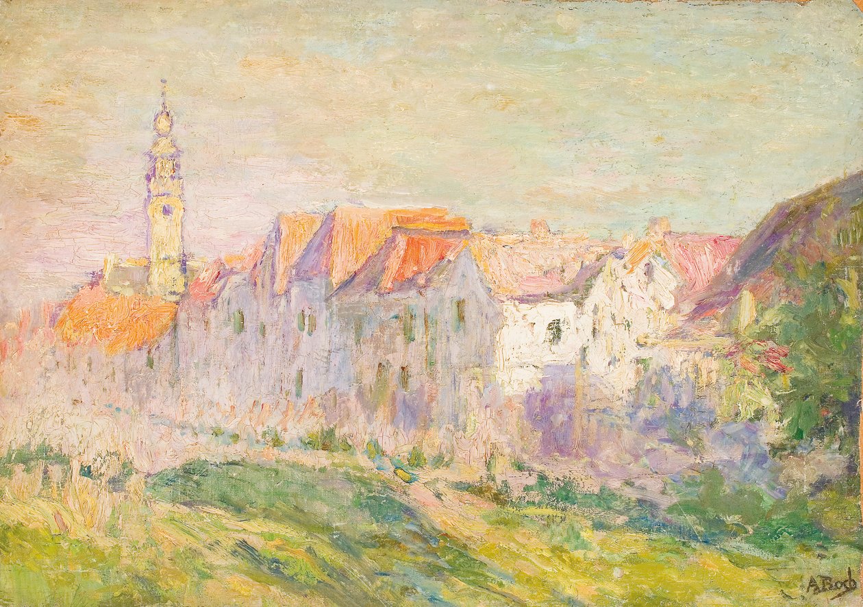 Pohled na Verre, Zeeland, kolem roku 1906 (olej na plátně položeném na palubě) od Anna Boch