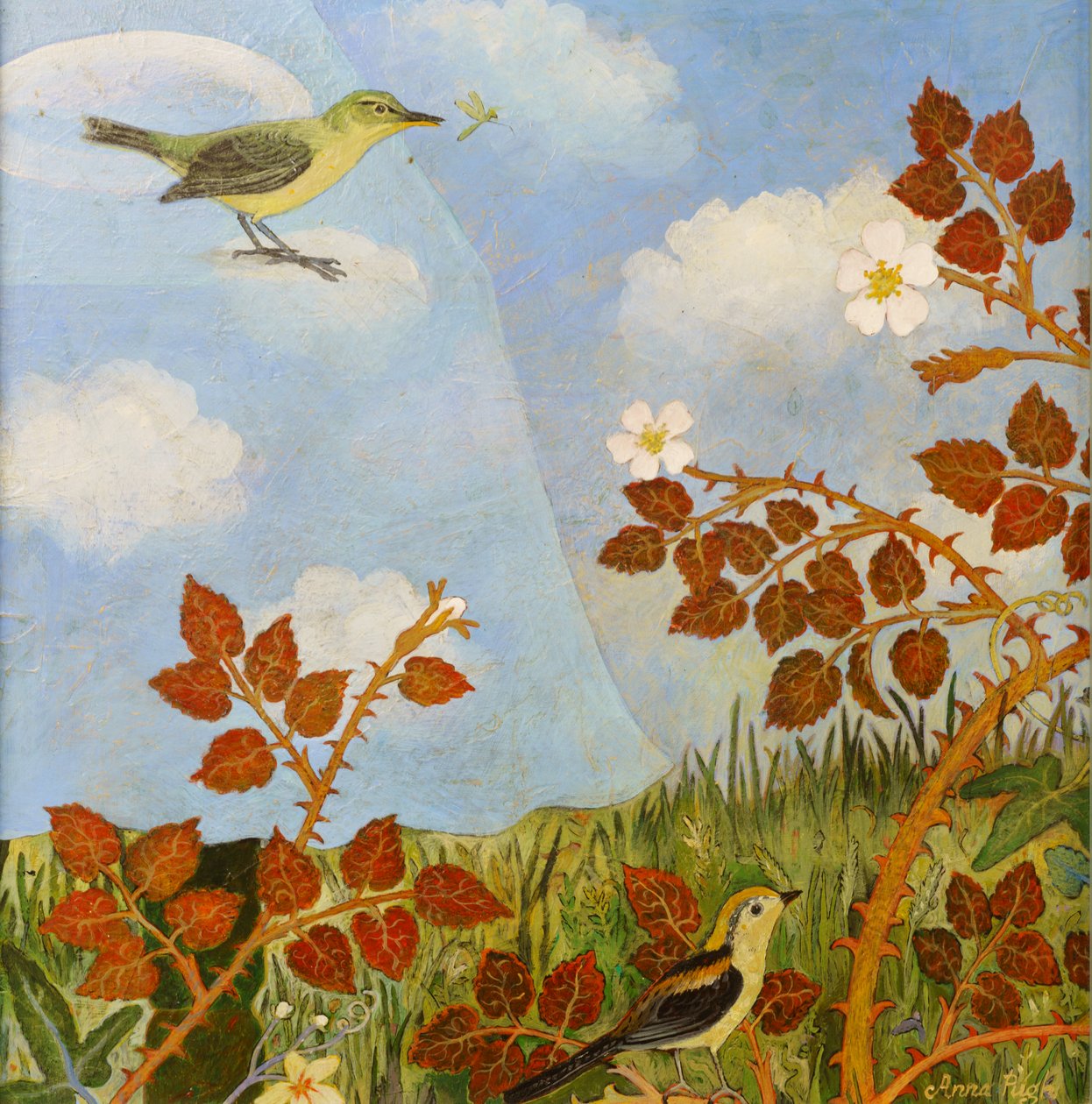 Ptáci na mraku, 2023 (akryl) od Anna Pugh
