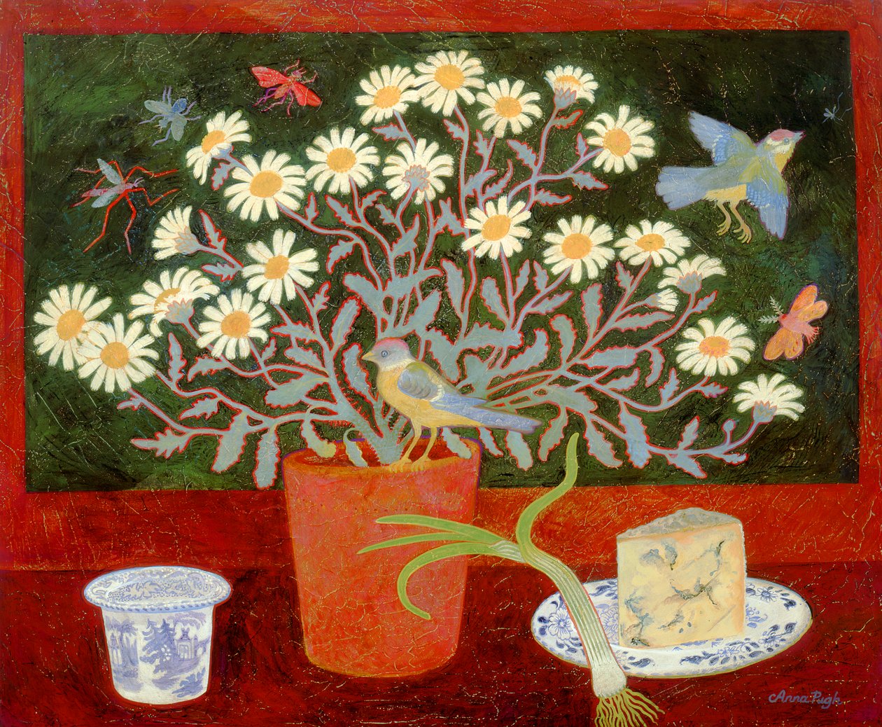 Hliněný květináč s kopretinami od Anna Pugh