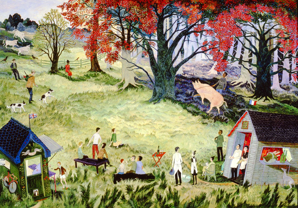 Soutěž v lovu lanýžů, 2001 (akryl) od Anna Pugh