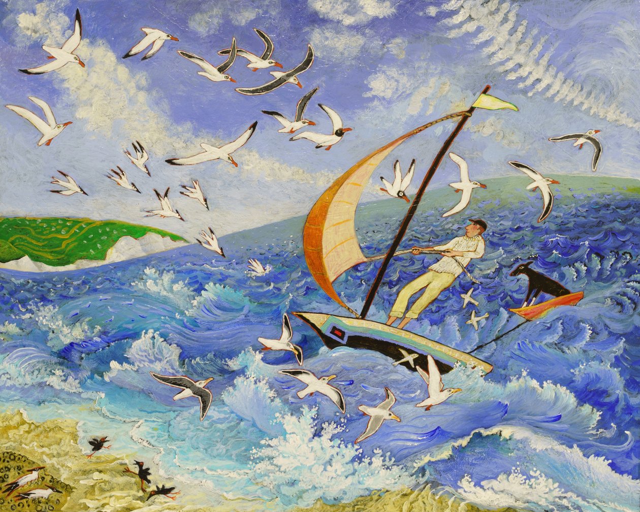 Wallace jede na moře, 2017 (akryl) od Anna Pugh