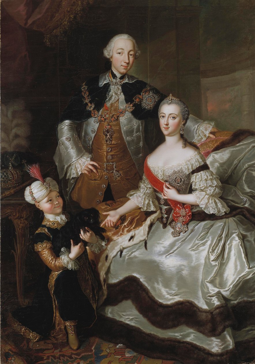 Petr III a Kateřina II Ruska se svým synem Pavlem, kolem roku 1756 od Anna Rosina Lisiewska