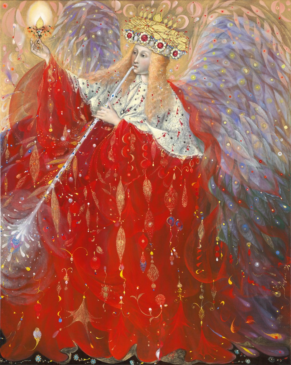 Anděl života, 2009 (olej a plátkové zlato na belgickém plátně) od Annael Anelia Pavlova