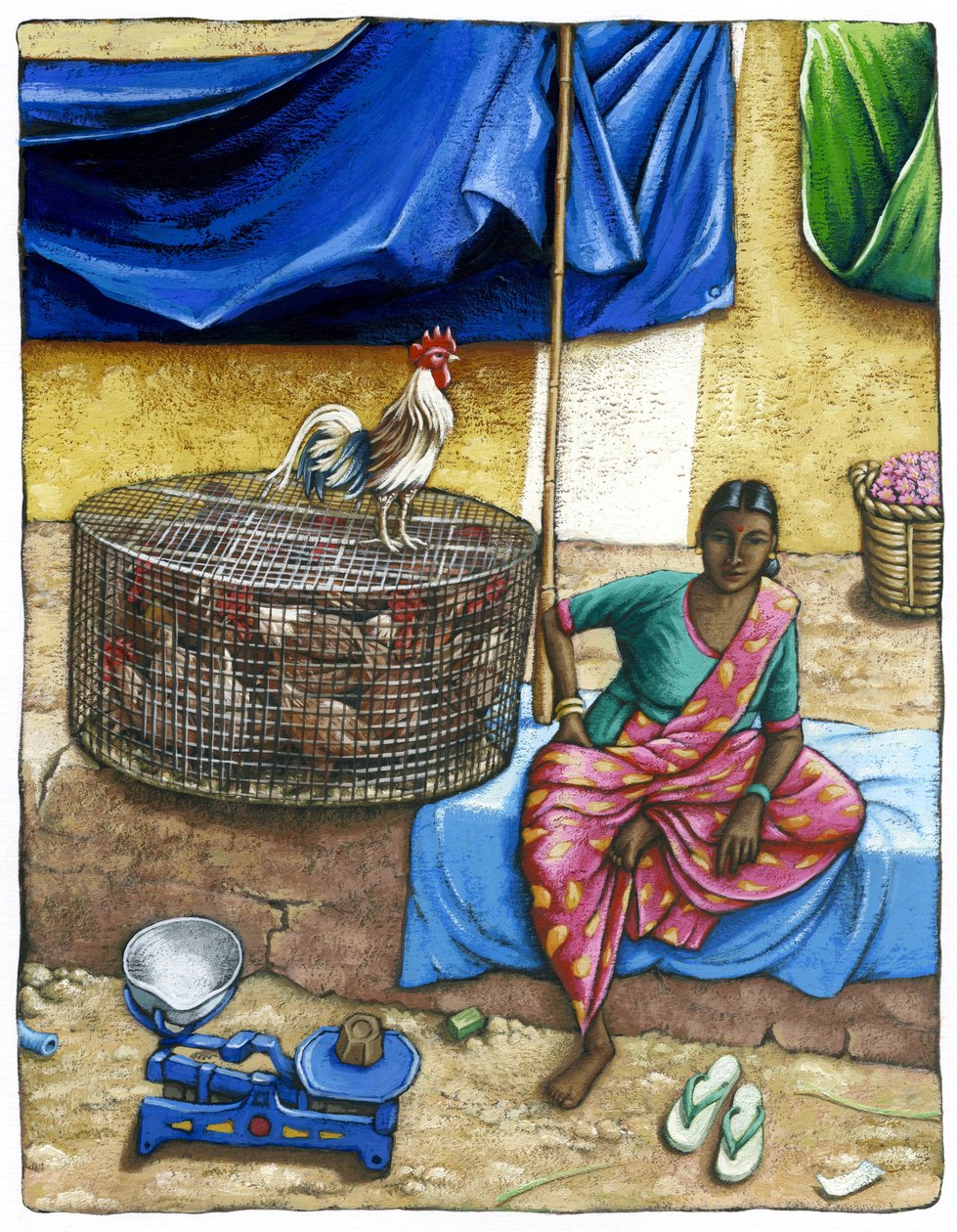 Mysore market, 2018 (kvaš) od Annalisa Morrocco