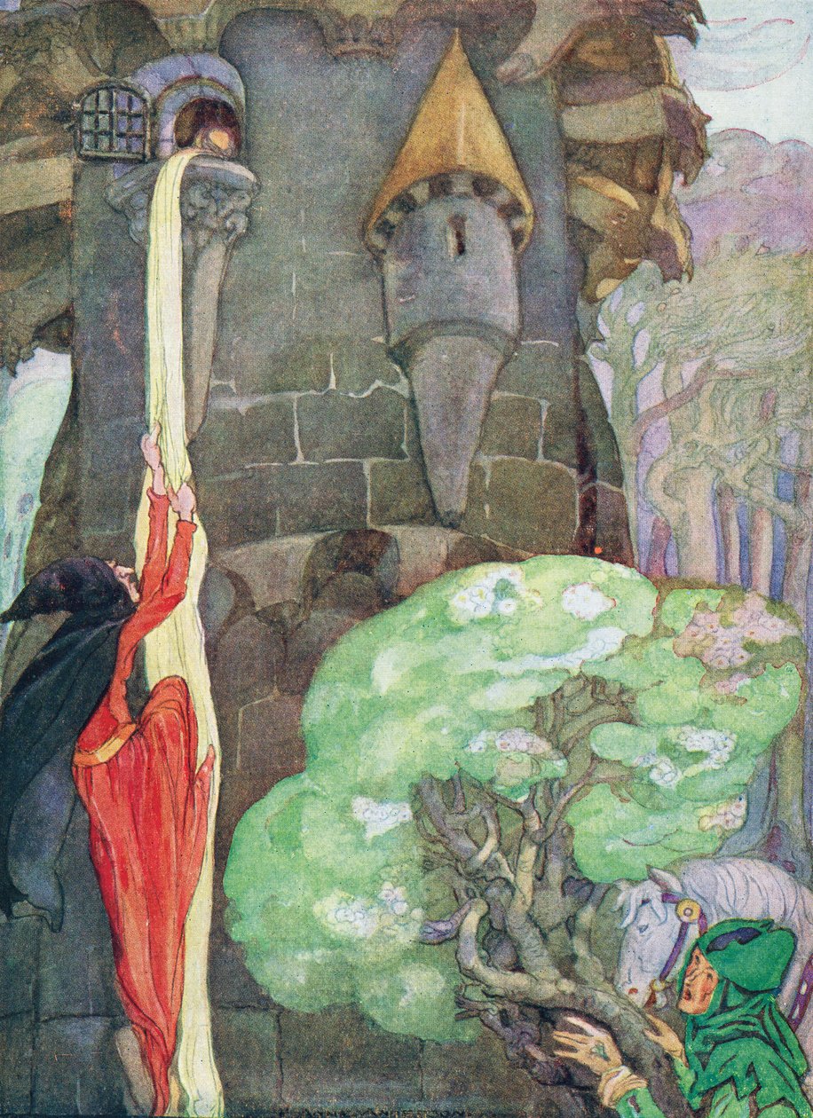 Ilustrace z knihy Rapunzel od bratří Grimmů od Anne Anderson