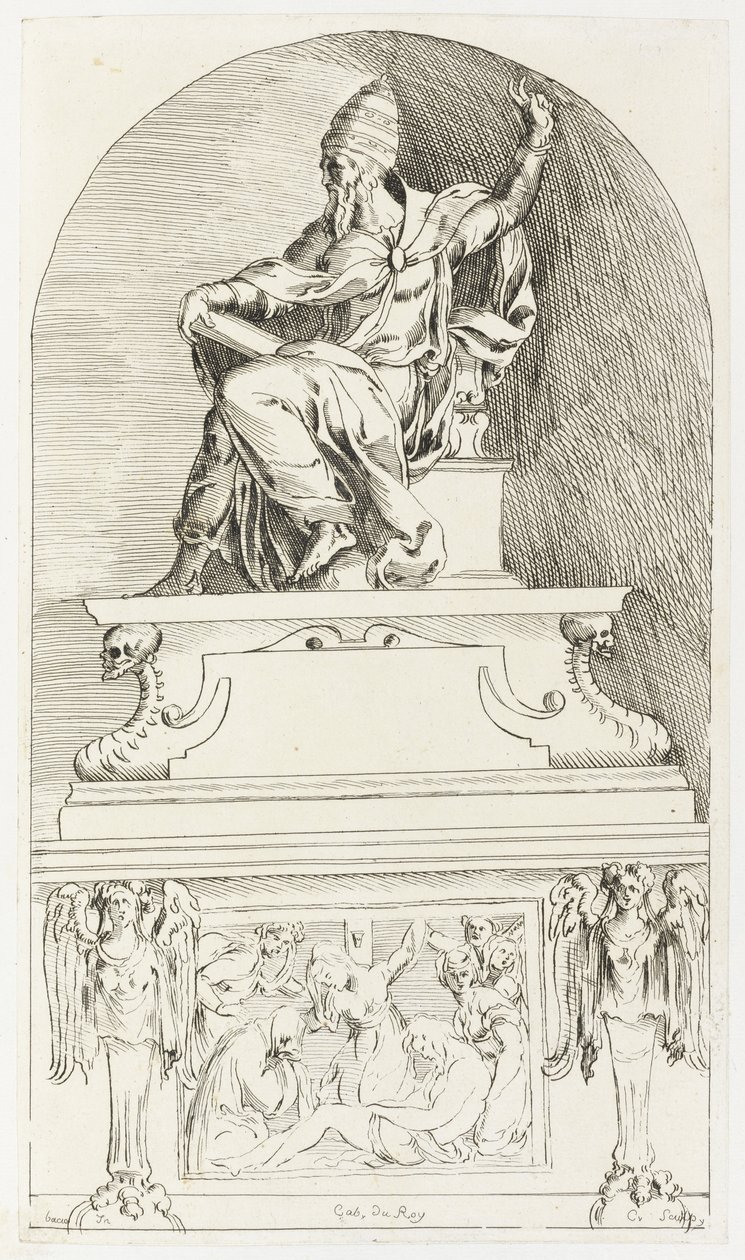 Studie k hrobce papeže Klementa VII., podle Baccia (Bartolommea) Bandinelliho (tisk) od Anne Claude Philippe de Caylus
