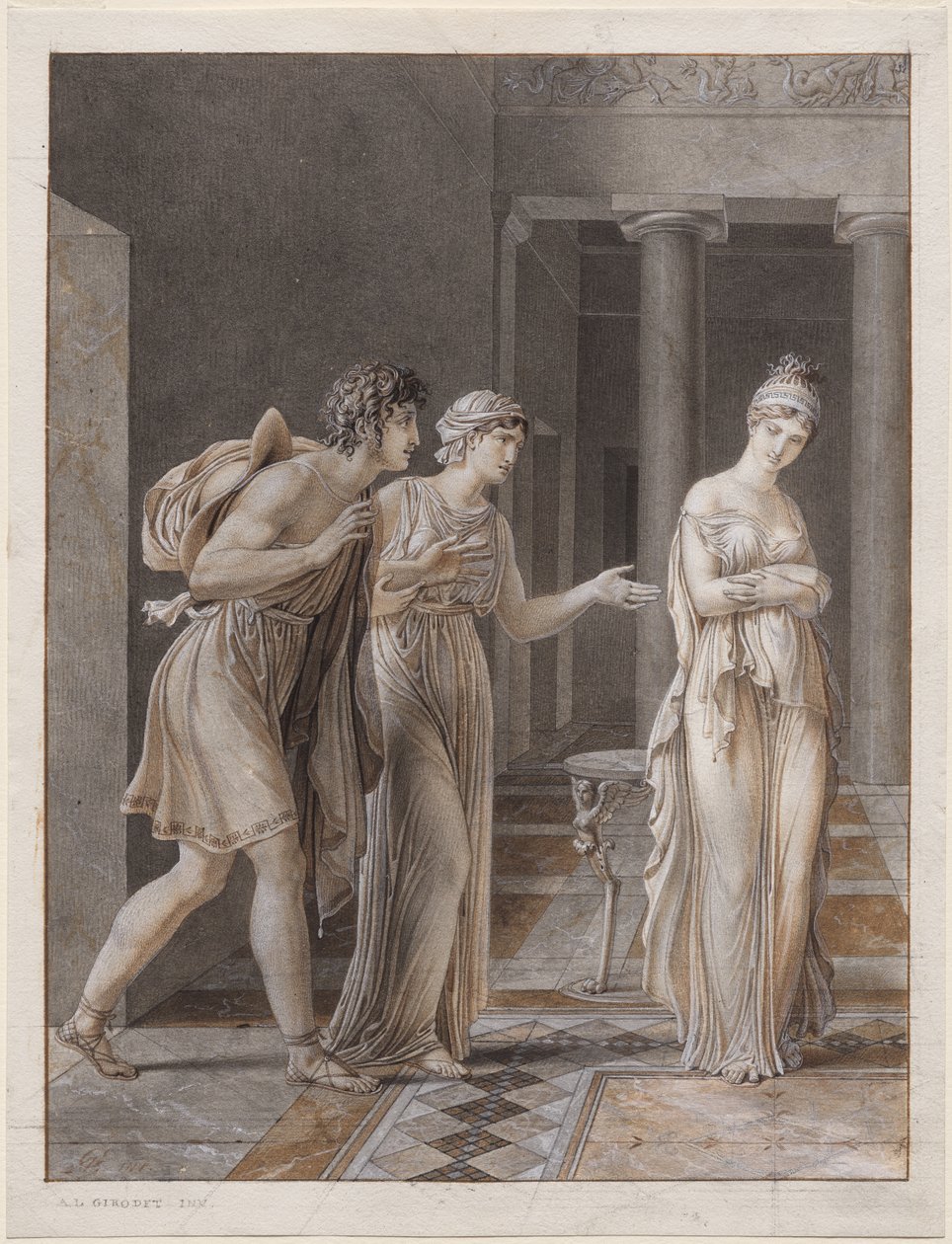 Setkání Oresta a Hermiony od Anne-Louis Girodet de Roucy-Trioson