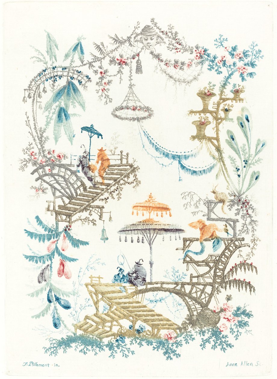 Čínská arabeska s dvojitým slunečníkem, c. 1795. od Anne Allen