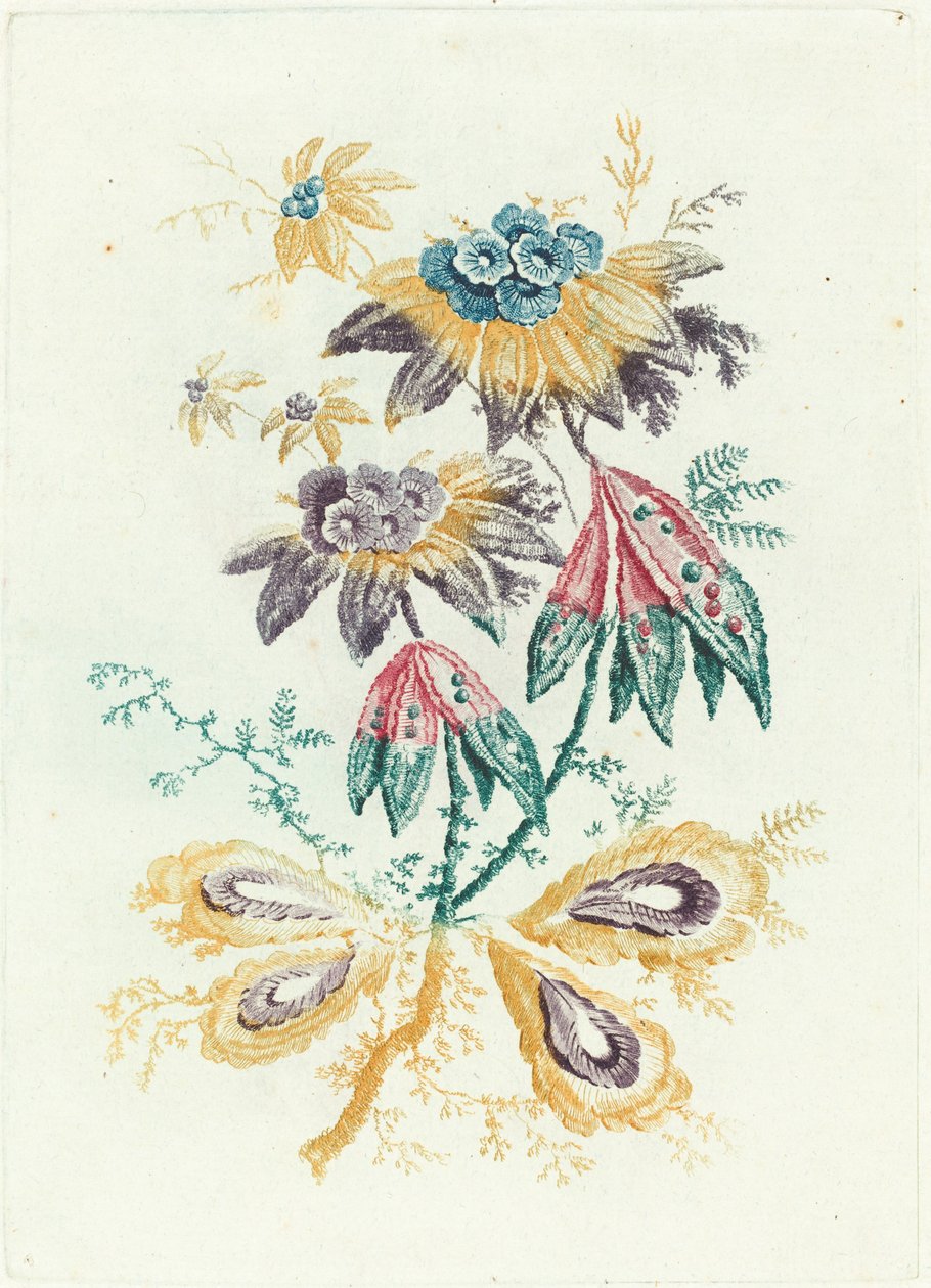 Fantastické květiny s peapodovými listy, 1795. od Anne Allen