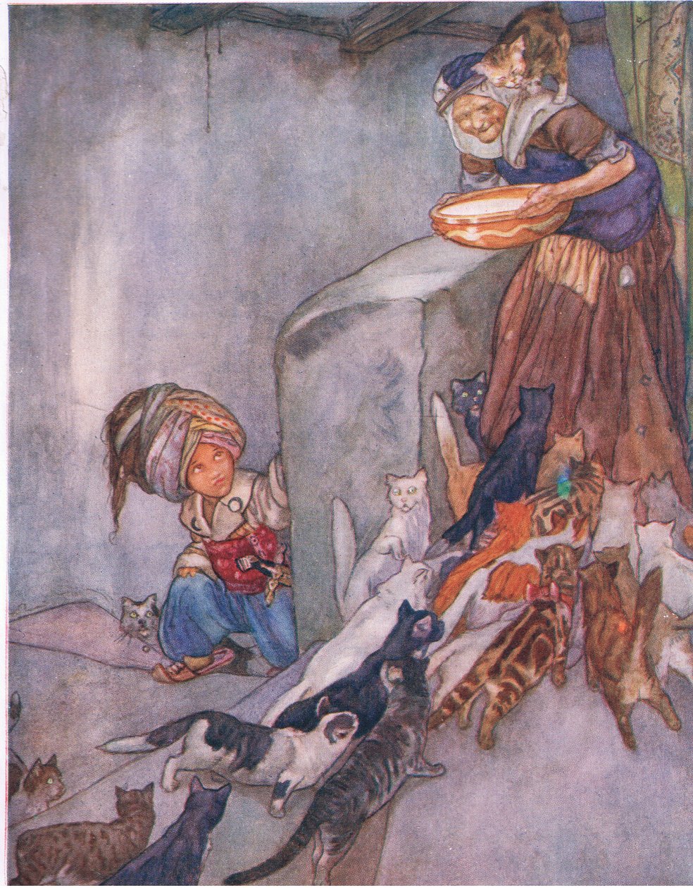 Mléko pro rodinu z Velké knihy pro děti (Herbert Strang) vydané Humphrey Milfordem, Oxford University Press, kolem roku 1920 od Anne Anderson