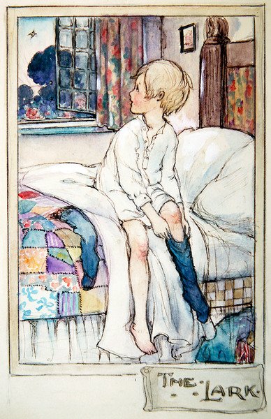 The Lark, cca 1916 (pero a inkoust s akvarelem a tužkou na papíře) od Anne Anderson