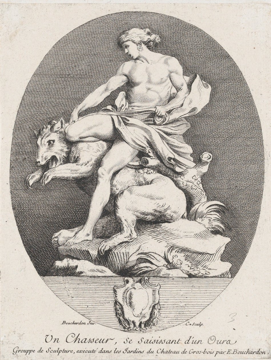 Lovec chytá medvěda, 1737 od Anne Claude Philippe de