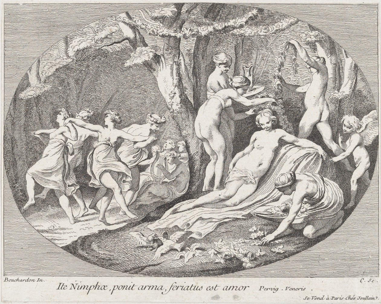 Jdi nymfy, které skládají zbraně, láska odpočívá!, 1730-60. od Anne Claude Philippe de Caylus
