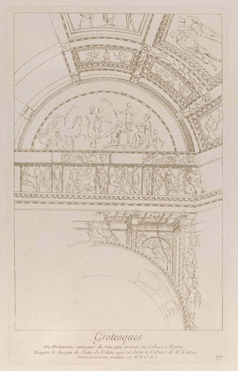 Grotesky: detail štukových reliéfů zdobících Koloseum v Římě, ca. 1729. od Anne Claude Philippe de Caylus