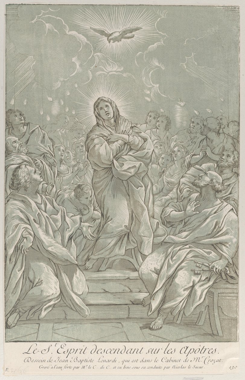 Letnice, s Pannou stojící uprostřed, Duchem svatým nahoře a apoštoly..., ca. 1729. od Anne Claude Philippe de Caylus
