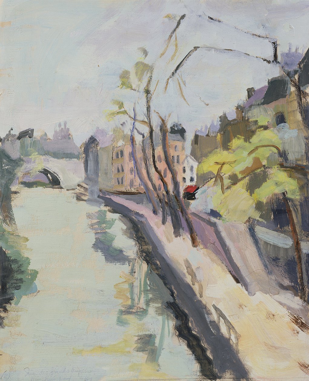 Quai des Grands Augustins, Paříž, 1961 (olej na papíře) od Anne Durham