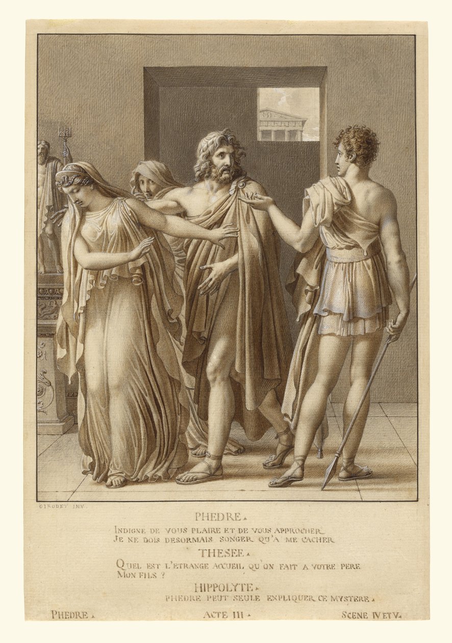Faidra odmítá Theseova objetí od Anne Louis Girodet de Roucy Trioson