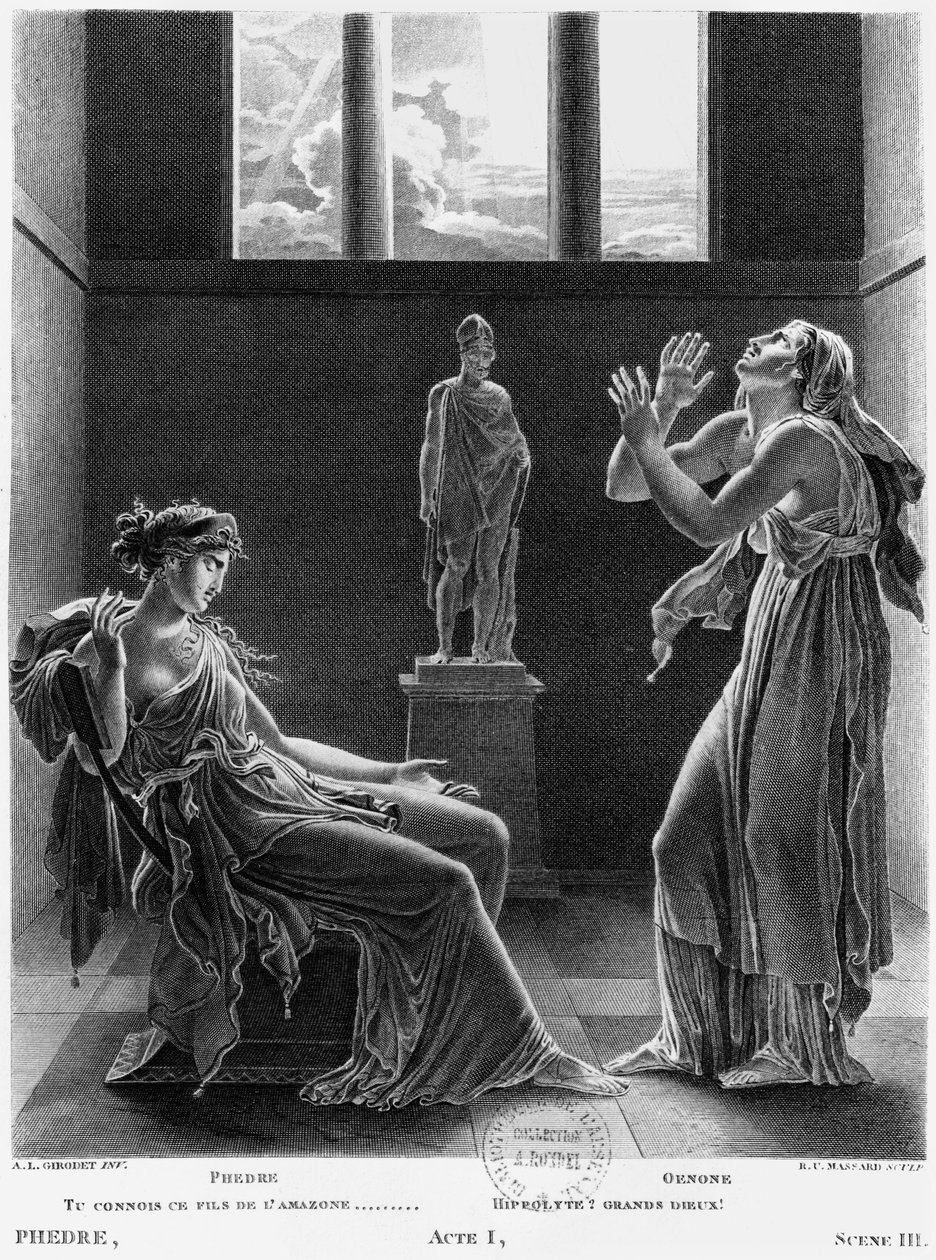 Phaedra a Oenone, ilustrace z dějství I, scéna 3 z 
