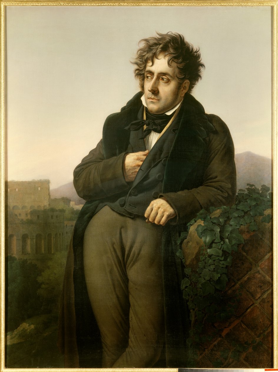 Portrét Francoise Reneho, vikomta z Chateaubriand (1768-1848) meditujícího nad troskami Říma před výhledem na Colisee od Anne Louis Girodet de Roucy Trioson