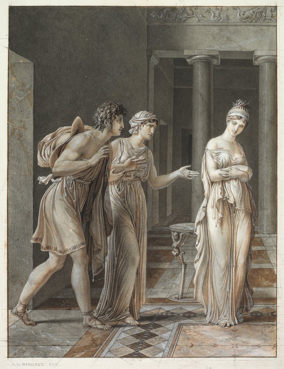 Setkání Oresta a Hermiony od Anne Louis Girodet de Roucy Trioson