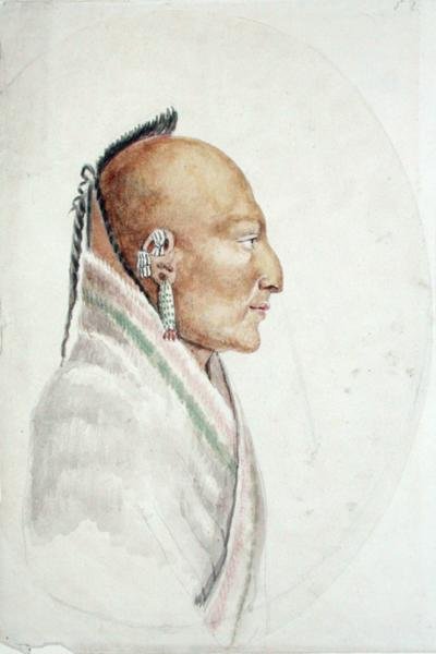 Cachasunghia, náčelník Malé Osage (akvarel na papíře) od Anne Marguerite Hyde de Neuville