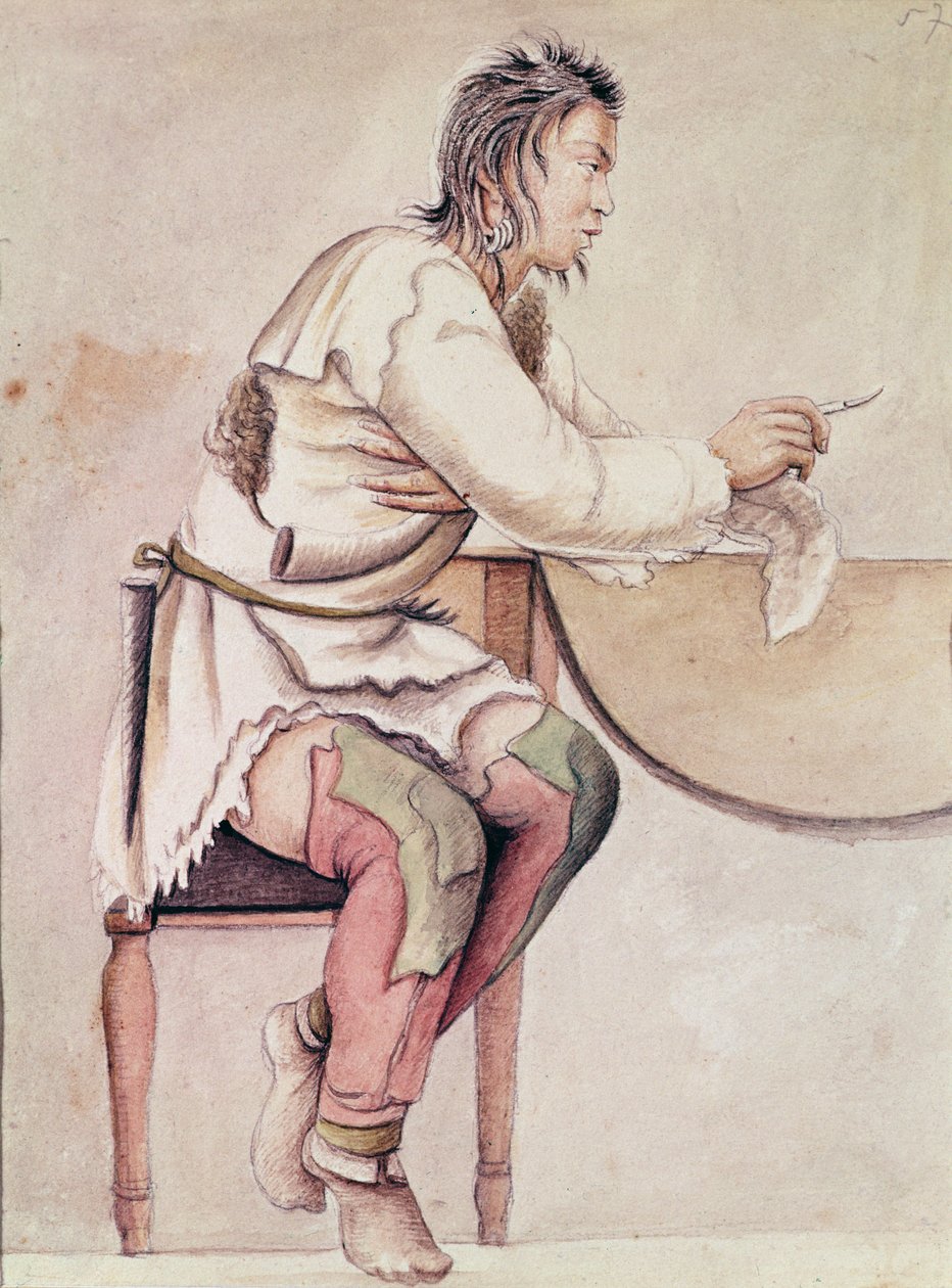 Portrét Indiána (Red Jacket) (akvarel na papíře) od Anne Marguerite Hyde de Neuville
