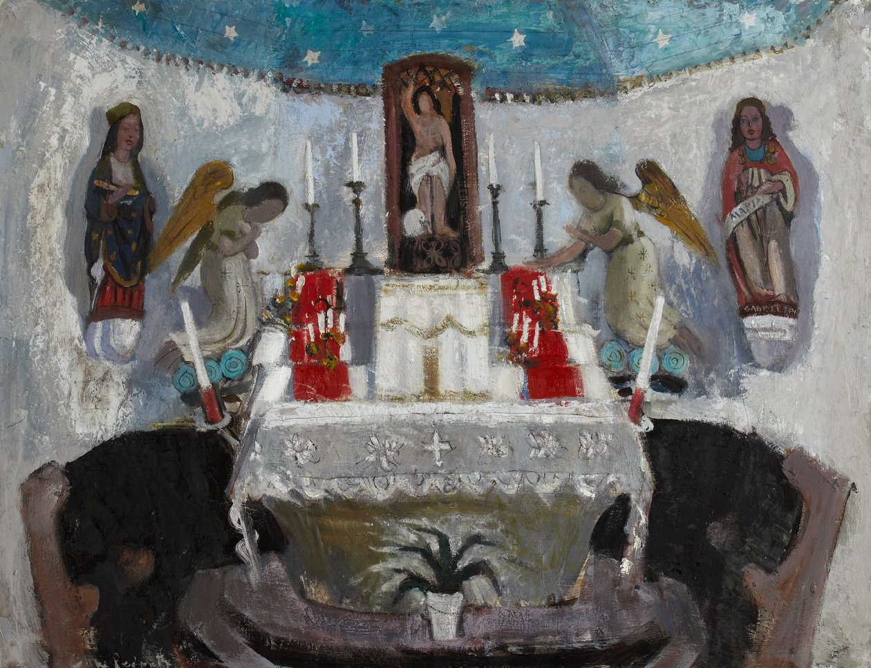 V kostele svatého Jana, Tréboul, asi 1953-54 (olej na desce) od Anne Redpath
