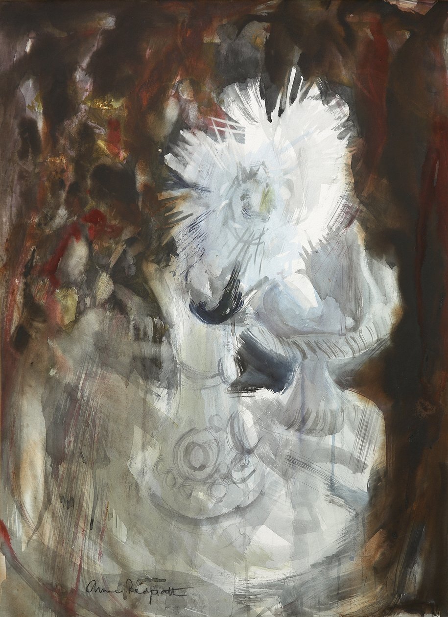 Bílá chryzantéma, asi 1961 (akvarel a uhel) od Anne Redpath