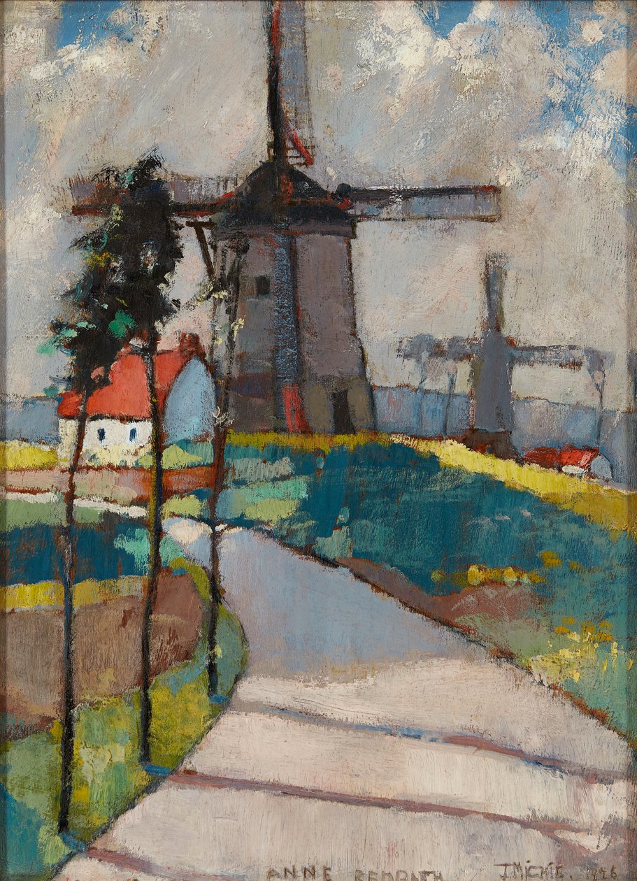 Větrné mlýny v Pas De Calais (ropa na palubě) od Anne Redpath