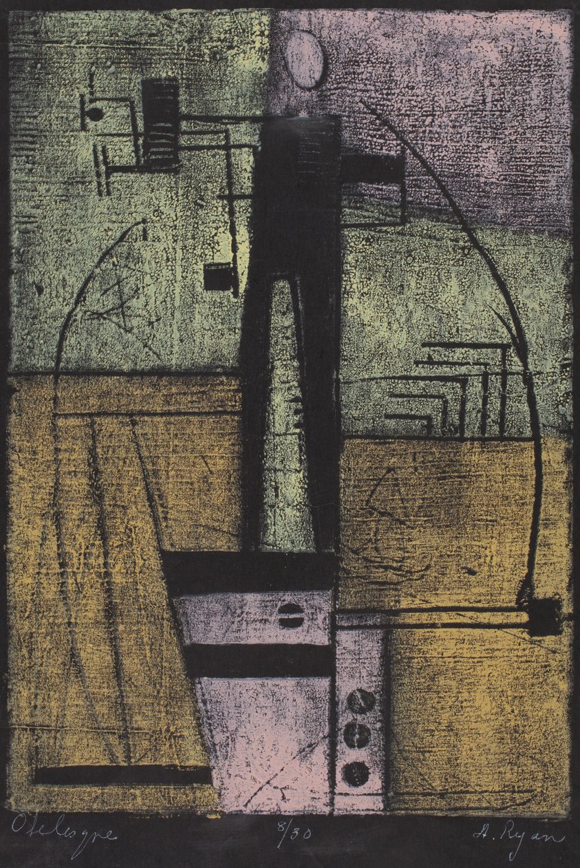 Obelisque (barevný dřevoryt) od Anne Ryan