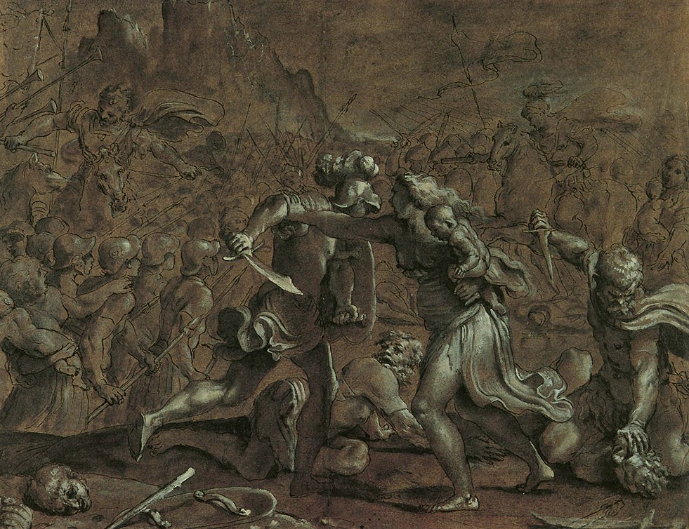 Bitva Římanů a Sabines od Annibale Carracci
