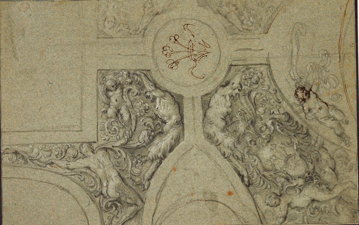 Design pro dekorativní rám stropu pro Camerino Farnese od Annibale Carracci