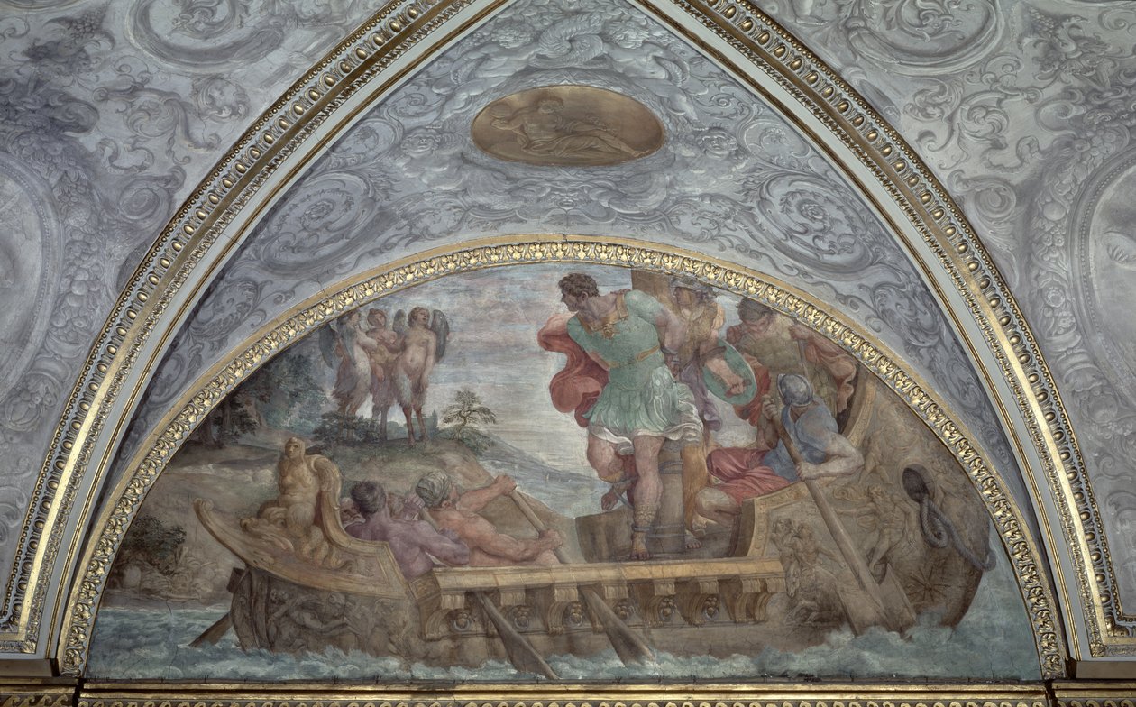 Luneta Odysseus a Sirény, z "Camerina", 1596 od Annibale Carracci