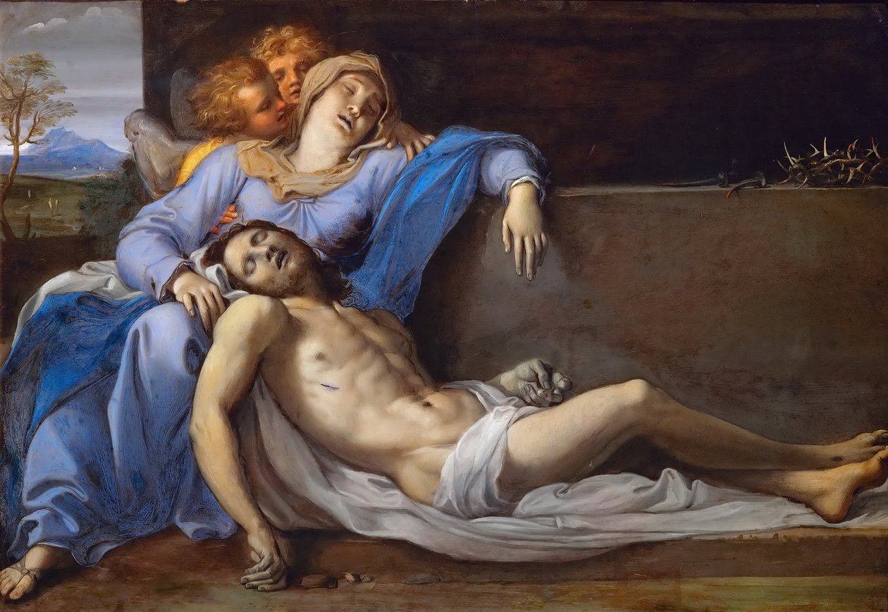 Pietà se dvěma anděly od Annibale Carracci