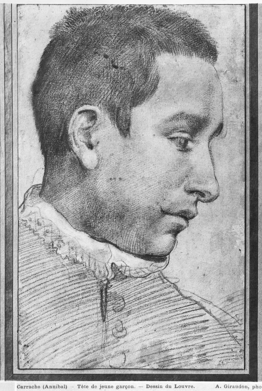 Portrét mladého muže (červená křída, červená křída a bílý kvaš zvýraznění na papíře) od Annibale Carracci