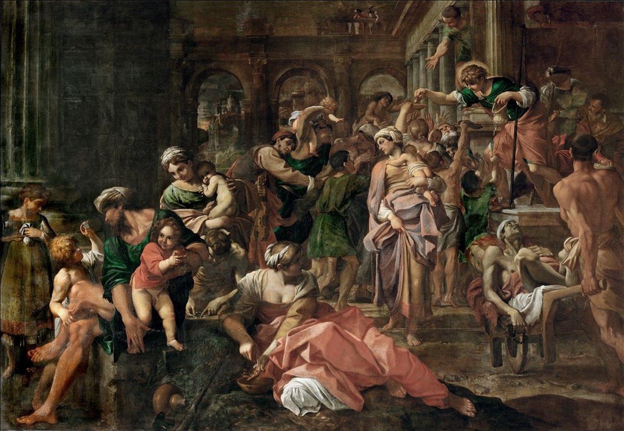 San Rocco dává almužnu chudým od Annibale Carracci
